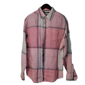 CUBAVERA Men M‎ Shirt Pink/White Linen Button-Up Business Casual Long Sleeve Y2K